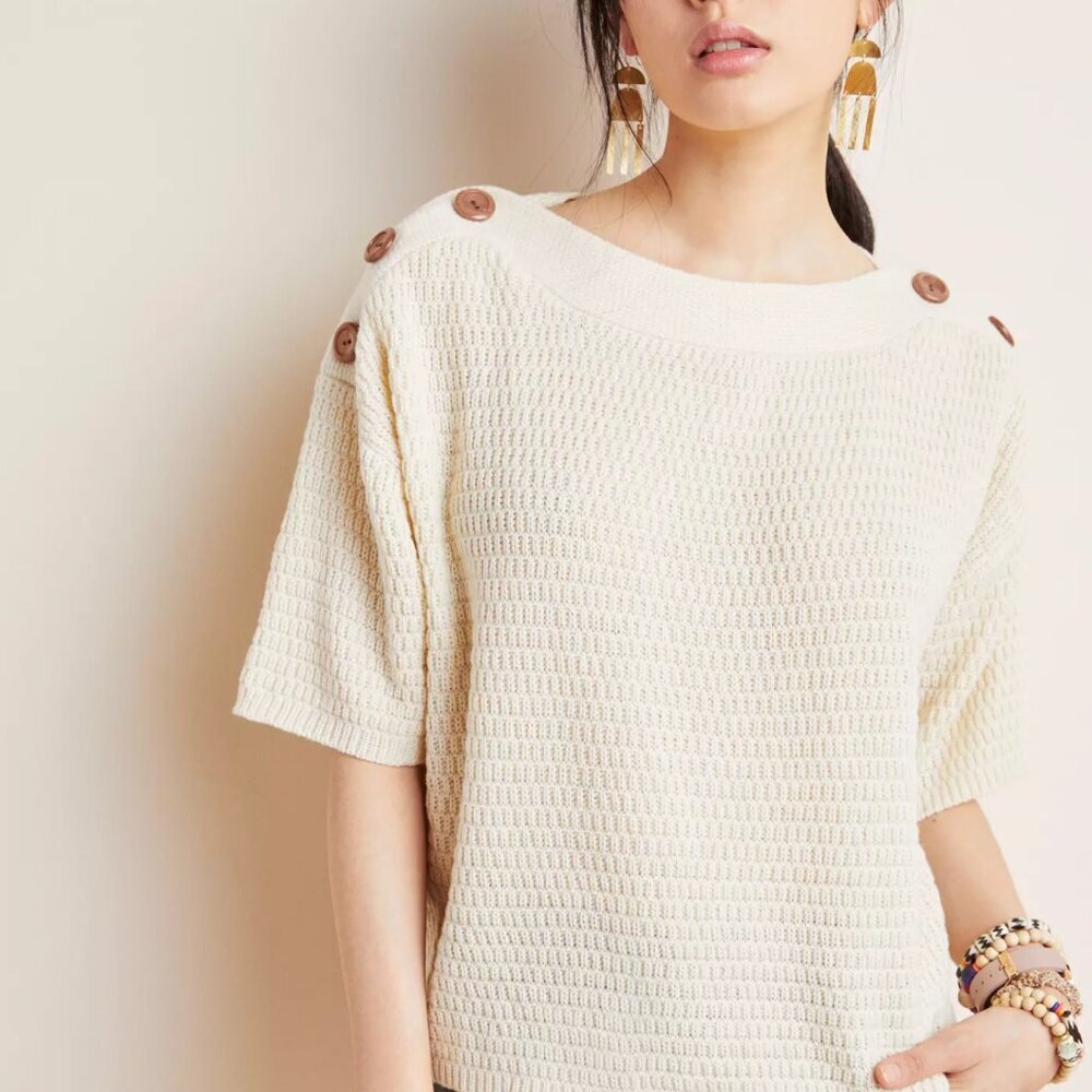 NWT Anthropologie Winslow Button-Shoulder Pullover by ISLA MAUDE